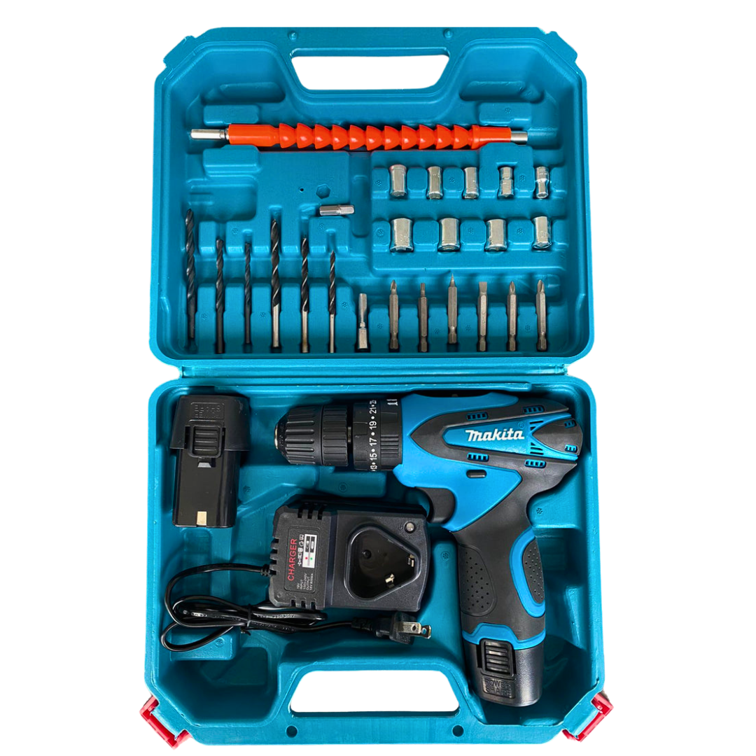 Potente Taladro inalámbrico MAKITA de 18W con percutor - 2 Batería