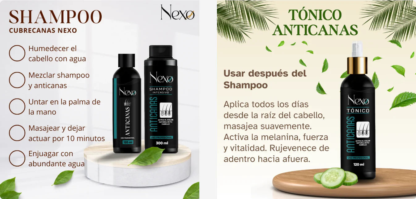 SHAMPOO ANTICANAS NEXO + TRATAMIENTO ACTIVADOR