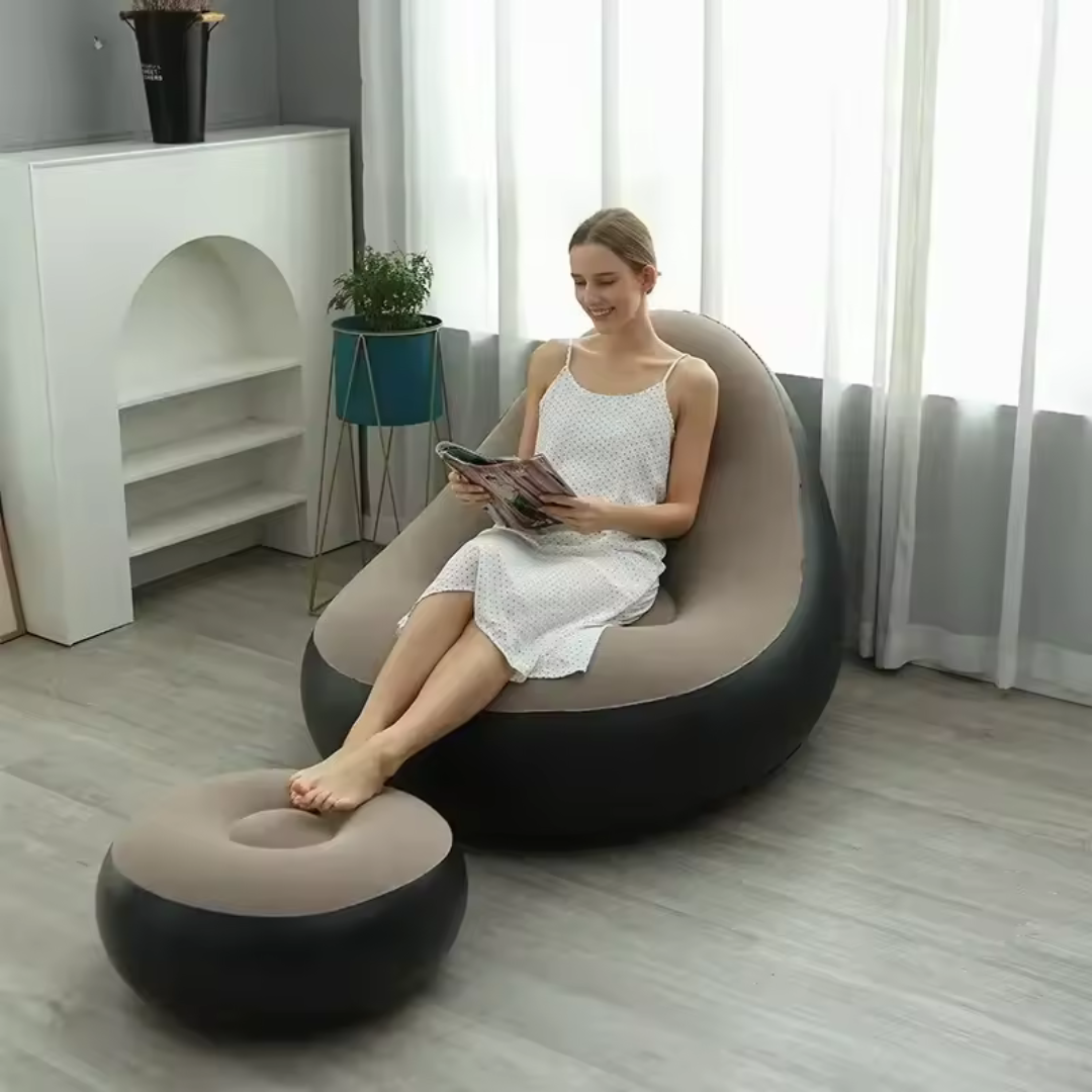 Sillón - Sofá inflable portátil con reposapiés
