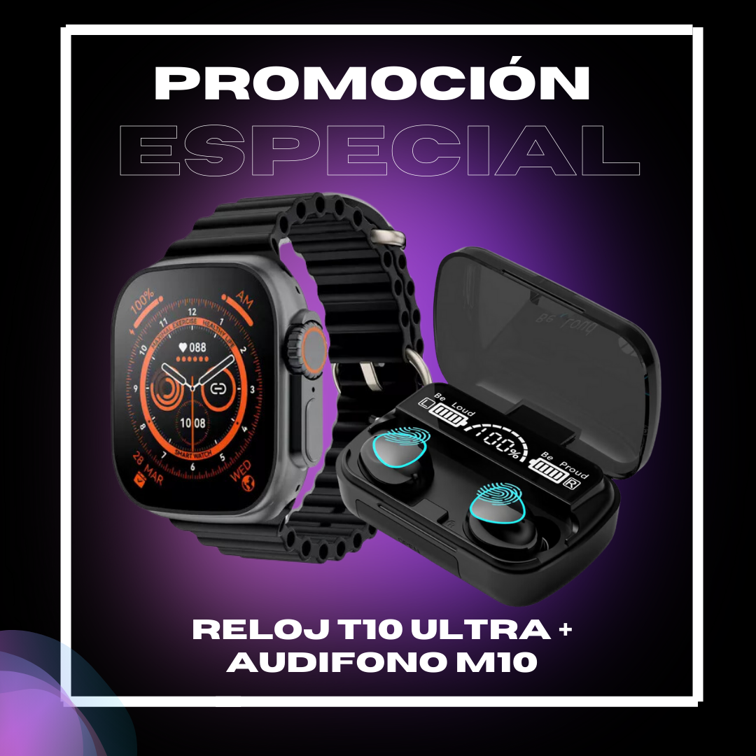 COMBO2: Smart Watch T10 Ultra + Audifonos M10