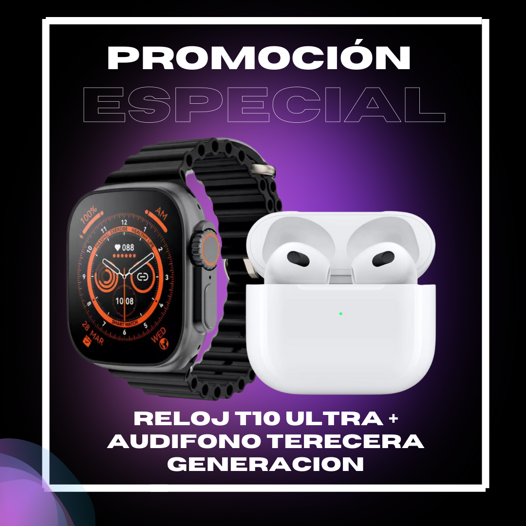 COMBO1: Smart Watch T10 Ultra + Airpods Tercera Generación