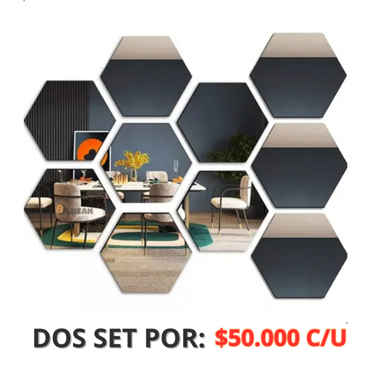 Set De 10 Espejos Hexagonales